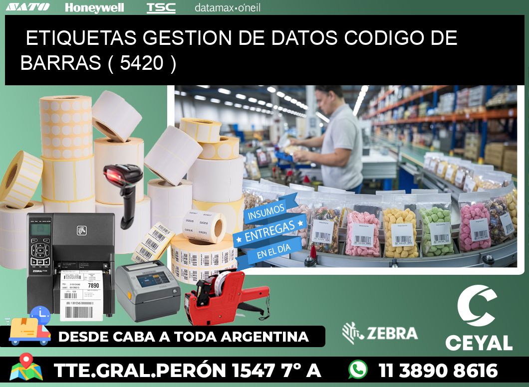 ETIQUETAS GESTION DE DATOS CODIGO DE BARRAS ( 5420 )