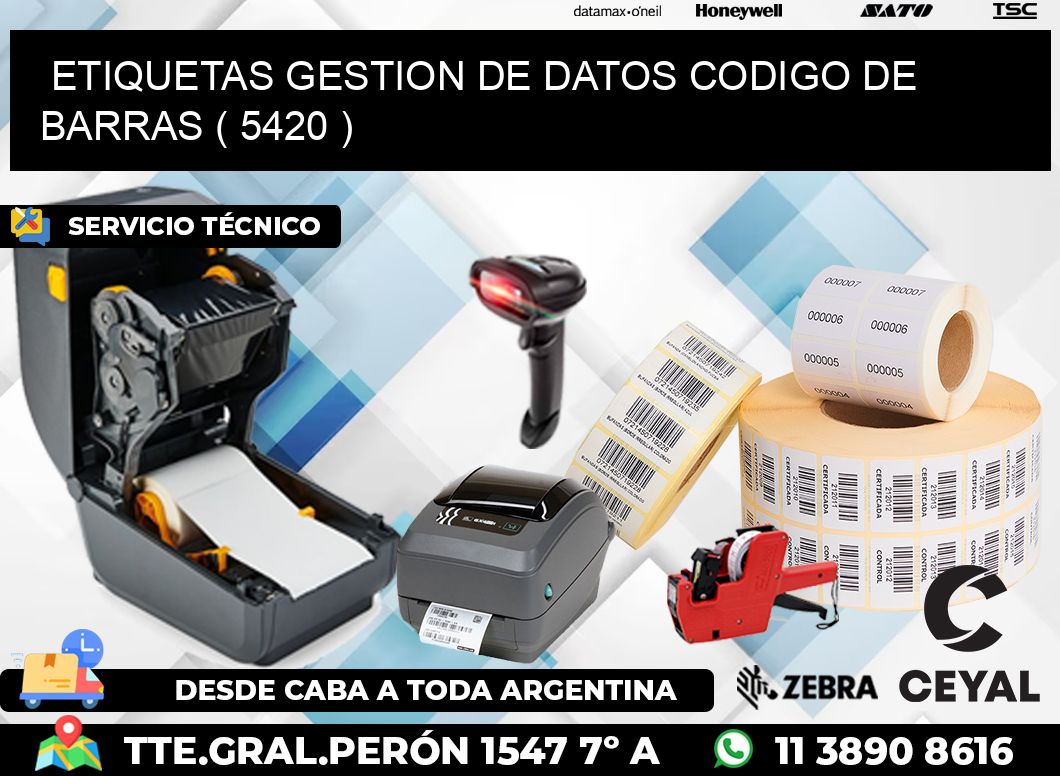 ETIQUETAS GESTION DE DATOS CODIGO DE BARRAS ( 5420 )