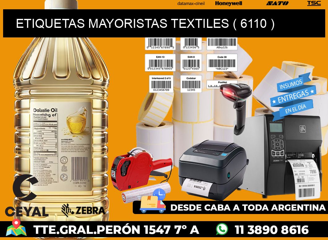 ETIQUETAS MAYORISTAS TEXTILES ( 6110 )