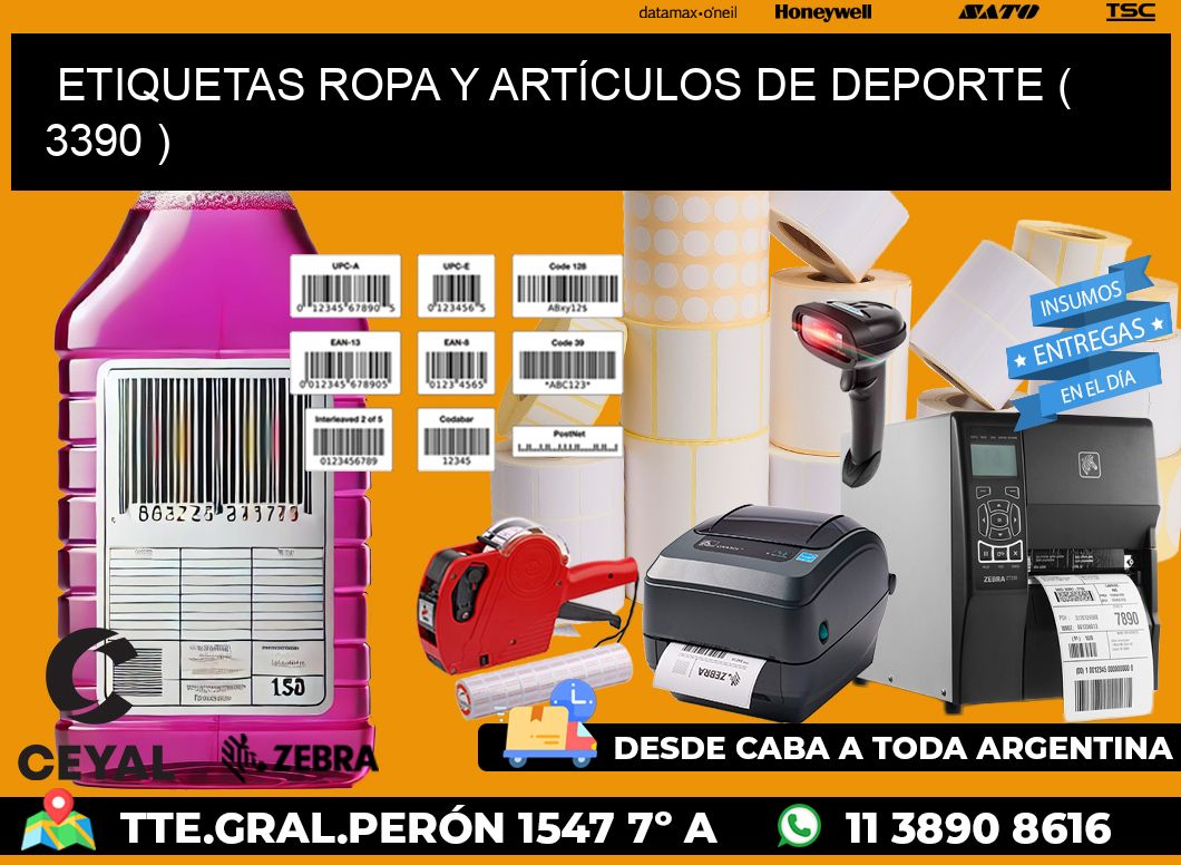 ETIQUETAS ROPA Y ARTÍCULOS DE DEPORTE ( 3390 )