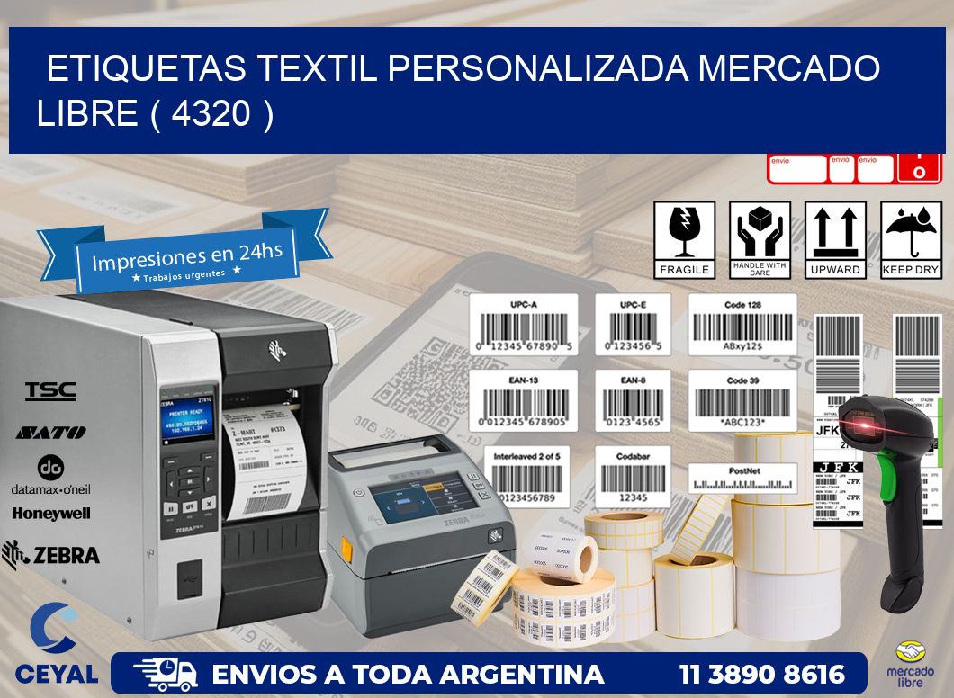 ETIQUETAS TEXTIL PERSONALIZADA MERCADO LIBRE ( 4320 )