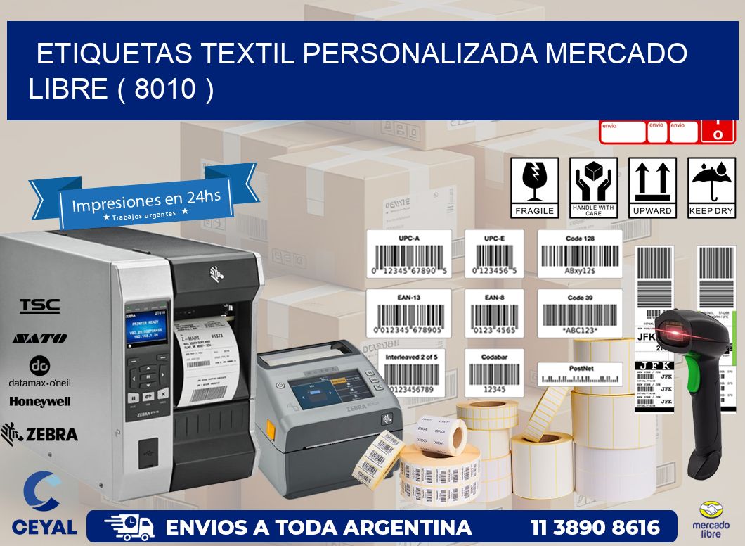 ETIQUETAS TEXTIL PERSONALIZADA MERCADO LIBRE ( 8010 )