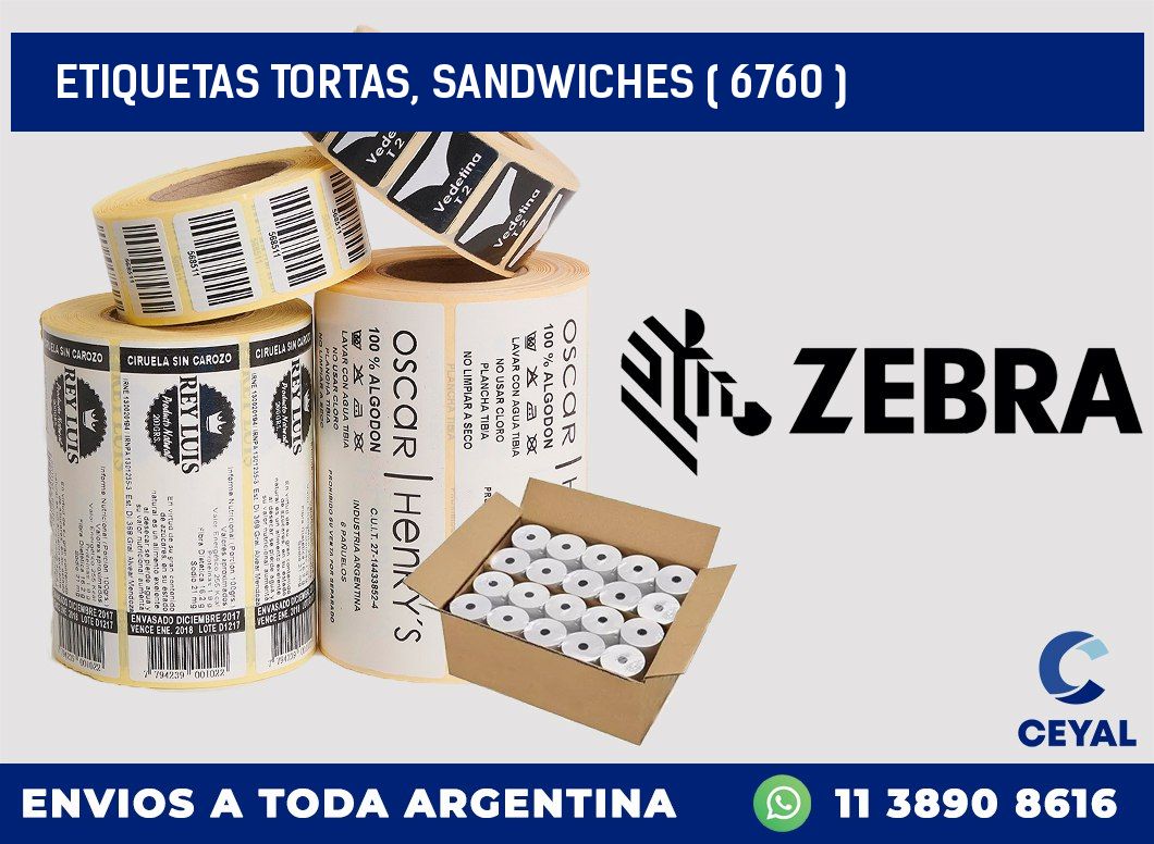 ETIQUETAS TORTAS, SANDWICHES ( 6760 )