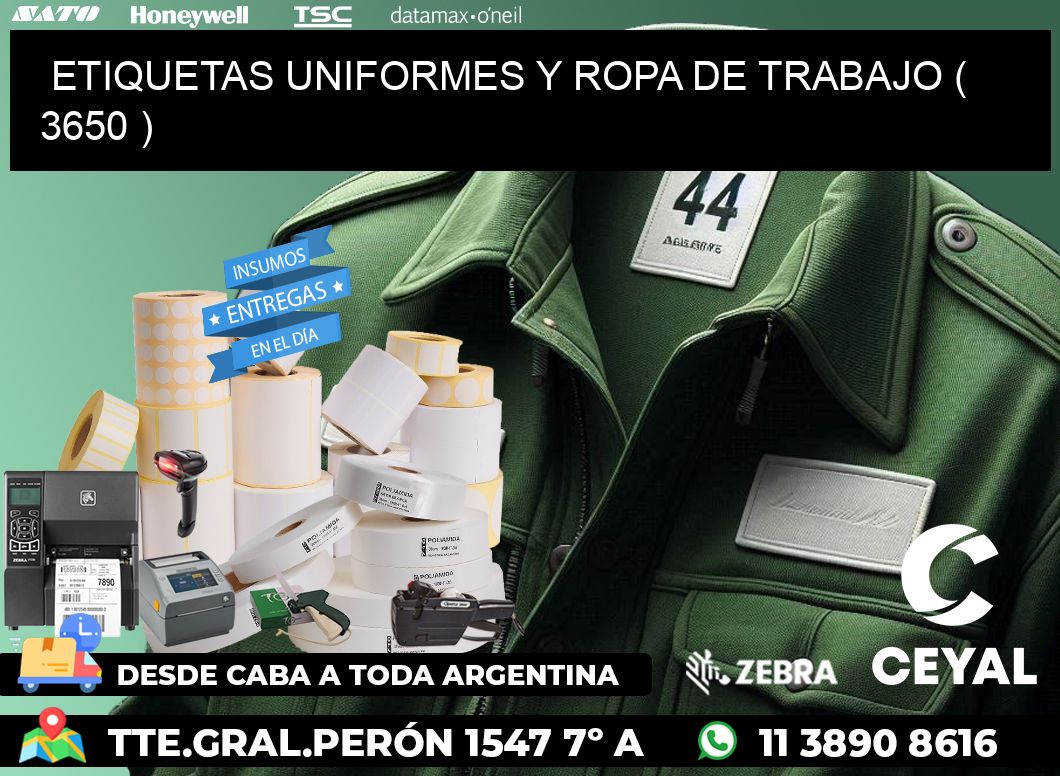 ETIQUETAS UNIFORMES Y ROPA DE TRABAJO ( 3650 )