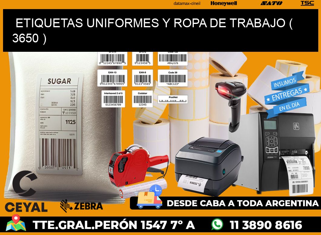 ETIQUETAS UNIFORMES Y ROPA DE TRABAJO ( 3650 )