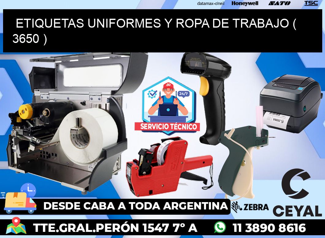 ETIQUETAS UNIFORMES Y ROPA DE TRABAJO ( 3650 )