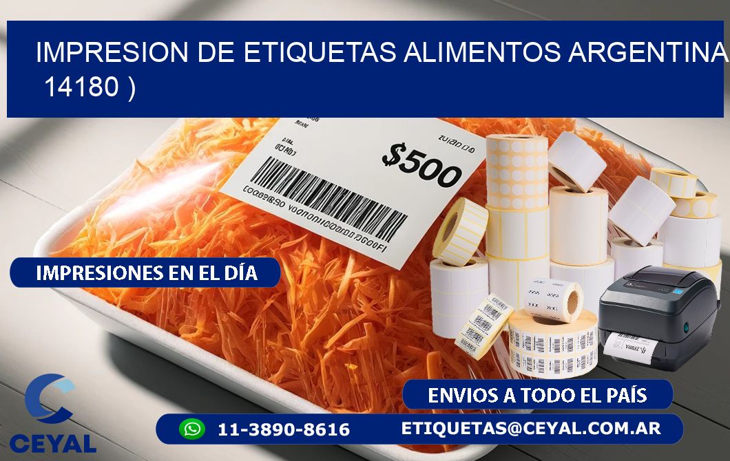 IMPRESION DE ETIQUETAS ALIMENTOS ARGENTINA   14180 )
