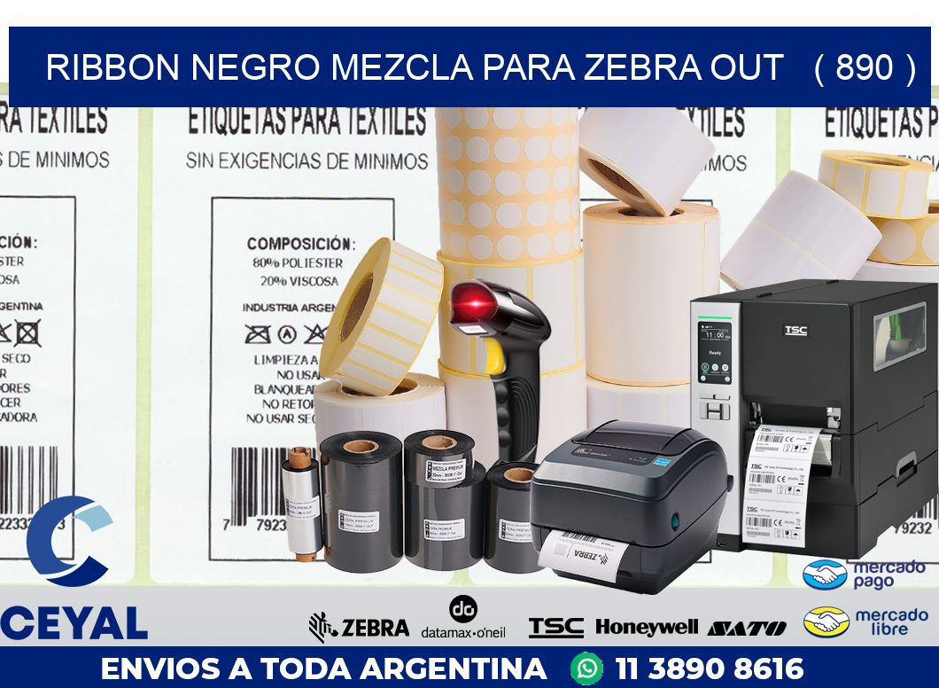 RIBBON NEGRO MEZCLA PARA ZEBRA OUT   ( 890 )