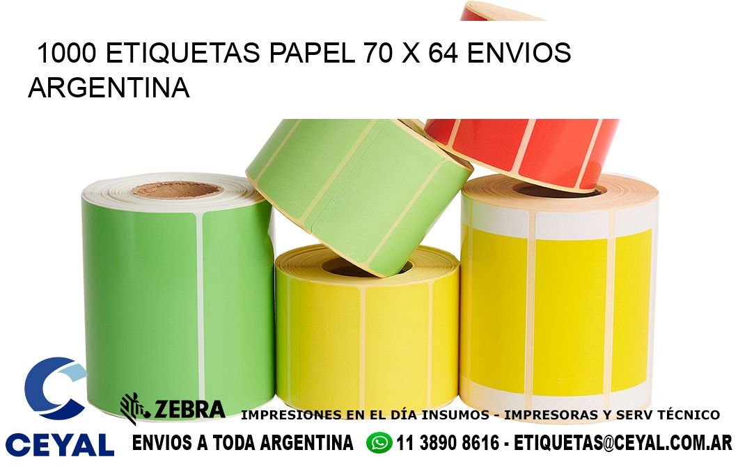 1000 ETIQUETAS PAPEL 70 x 64 ENVIOS ARGENTINA