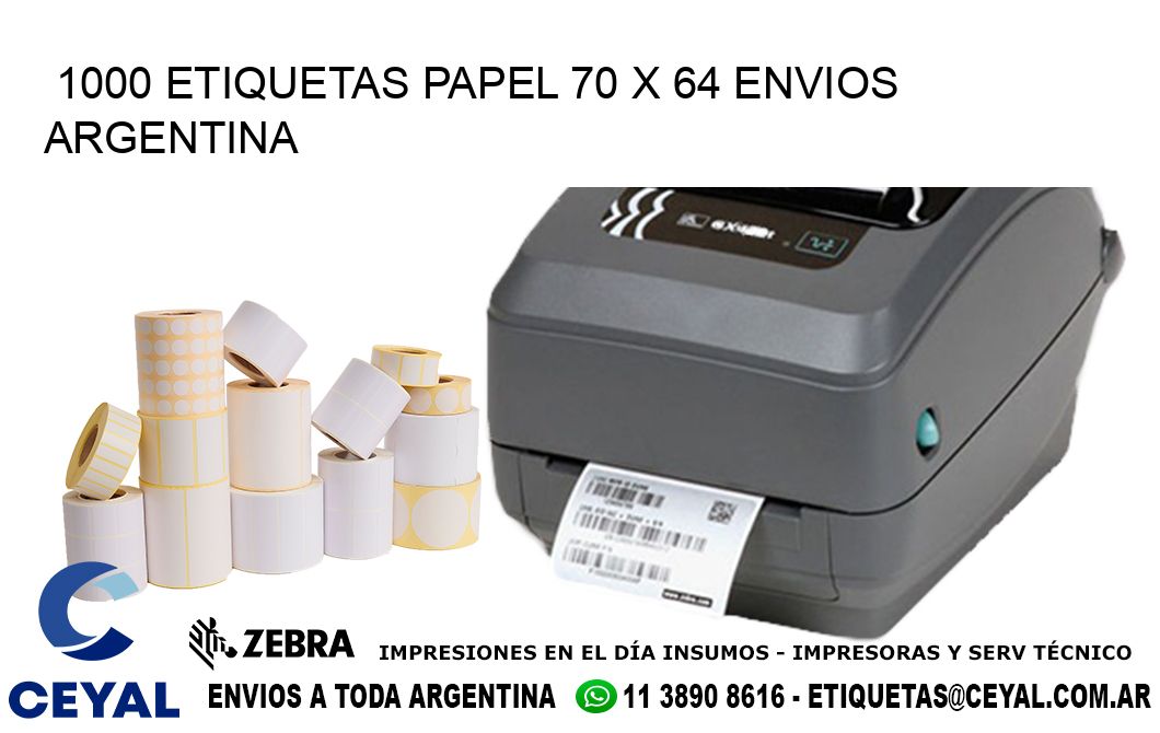 1000 ETIQUETAS PAPEL 70 x 64 ENVIOS ARGENTINA