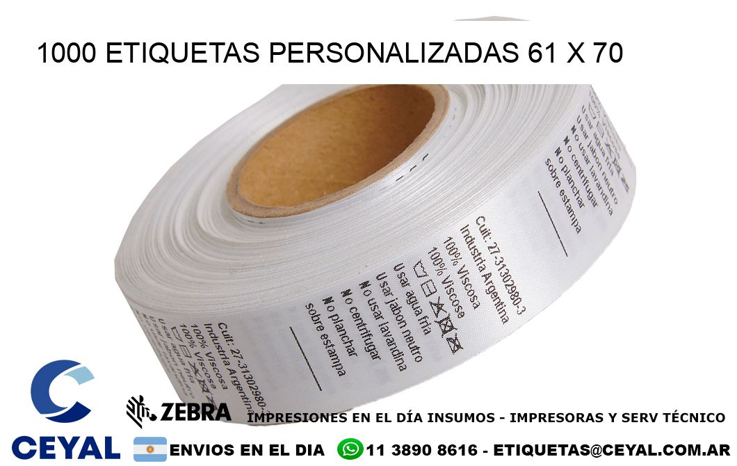 1000 ETIQUETAS PERSONALIZADAS 61 x 70