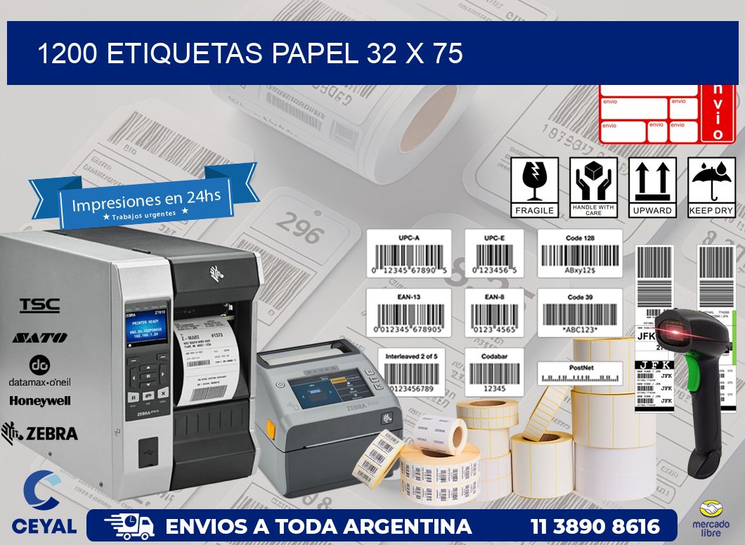 1200 ETIQUETAS PAPEL 32 x 75