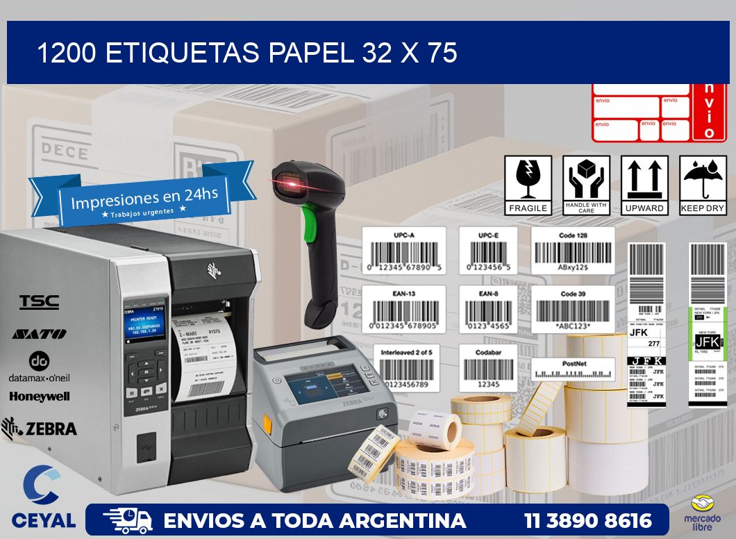 1200 ETIQUETAS PAPEL 32 x 75