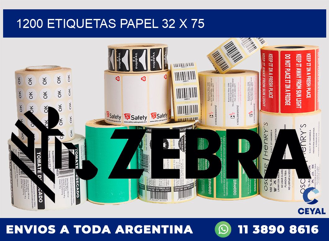 1200 ETIQUETAS PAPEL 32 x 75