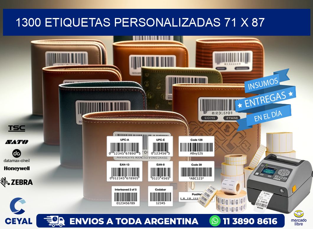 1300 ETIQUETAS PERSONALIZADAS 71 x 87