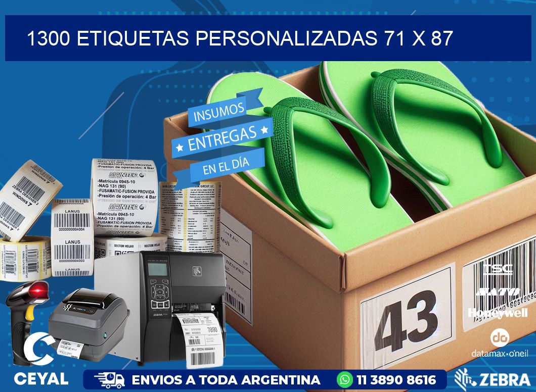 1300 ETIQUETAS PERSONALIZADAS 71 x 87