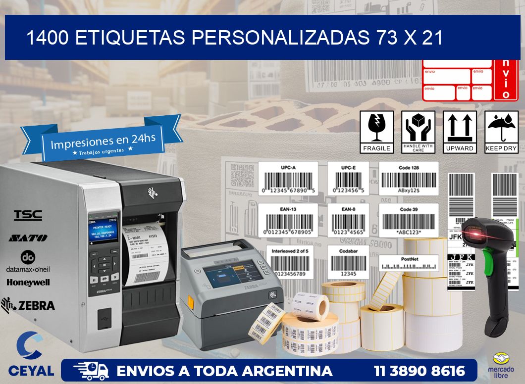 1400 ETIQUETAS PERSONALIZADAS 73 x 21