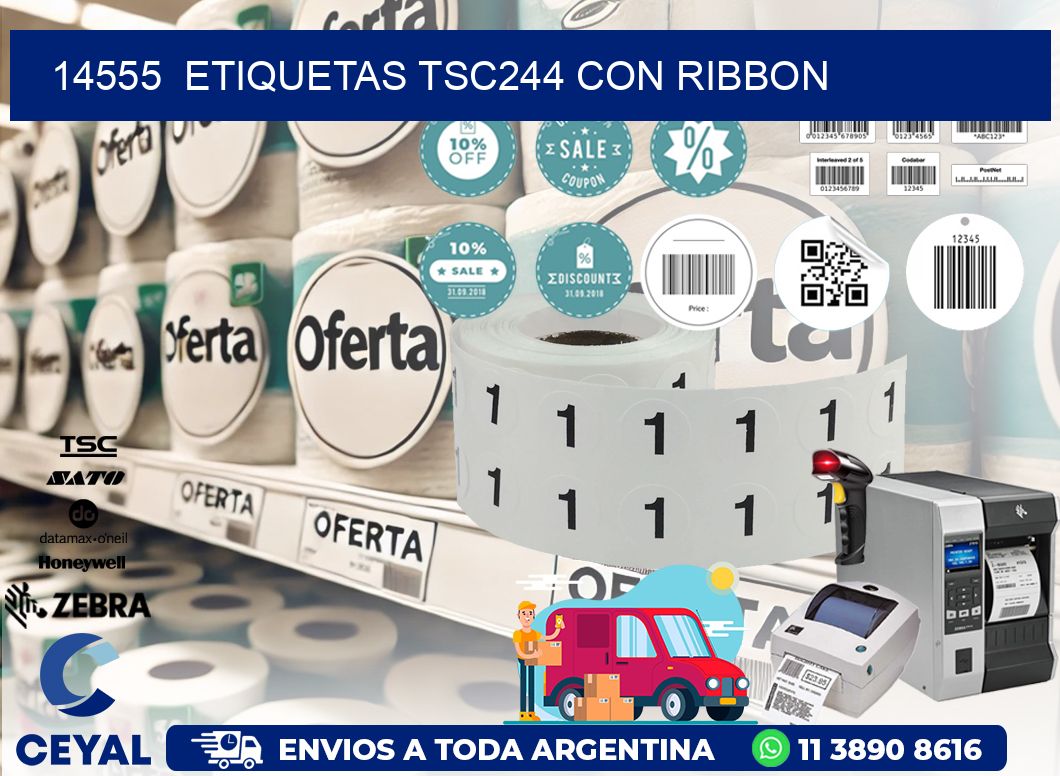 14555  ETIQUETAS TSC244 CON RIBBON