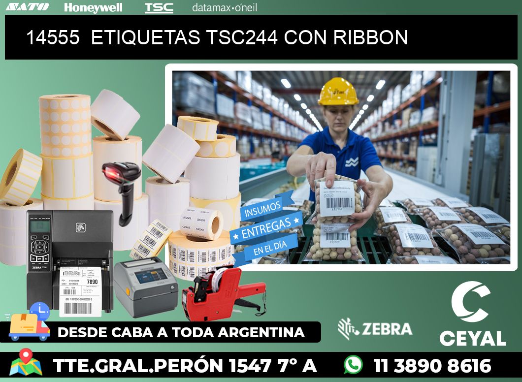 14555  ETIQUETAS TSC244 CON RIBBON