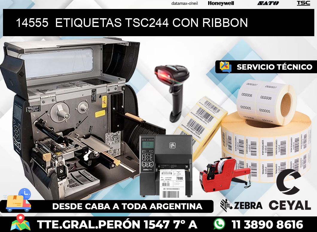 14555  ETIQUETAS TSC244 CON RIBBON