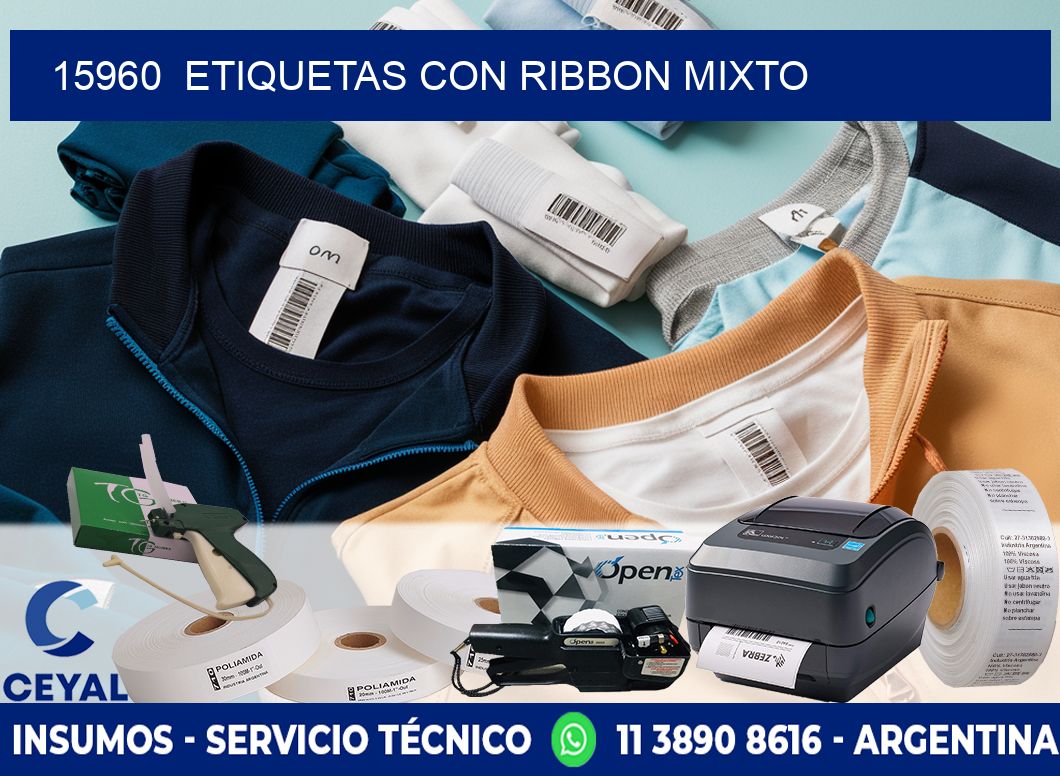15960  ETIQUETAS CON RIBBON MIXTO