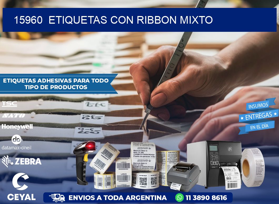 15960  ETIQUETAS CON RIBBON MIXTO