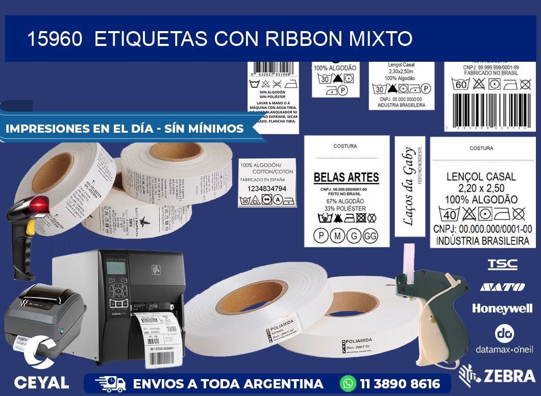 15960  ETIQUETAS CON RIBBON MIXTO