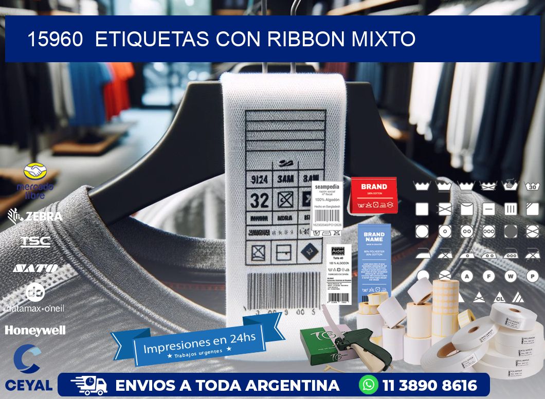 15960  ETIQUETAS CON RIBBON MIXTO
