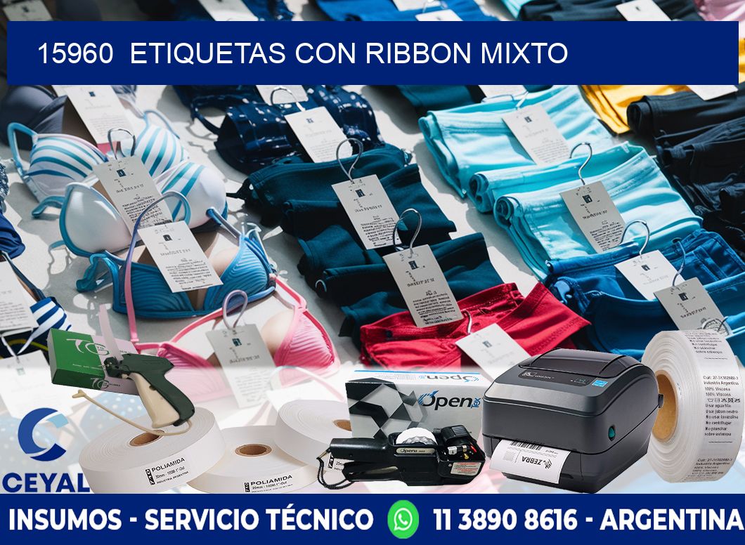 15960  ETIQUETAS CON RIBBON MIXTO