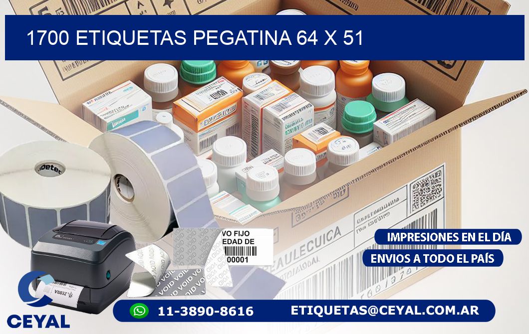 1700 ETIQUETAS PEGATINA 64 x 51