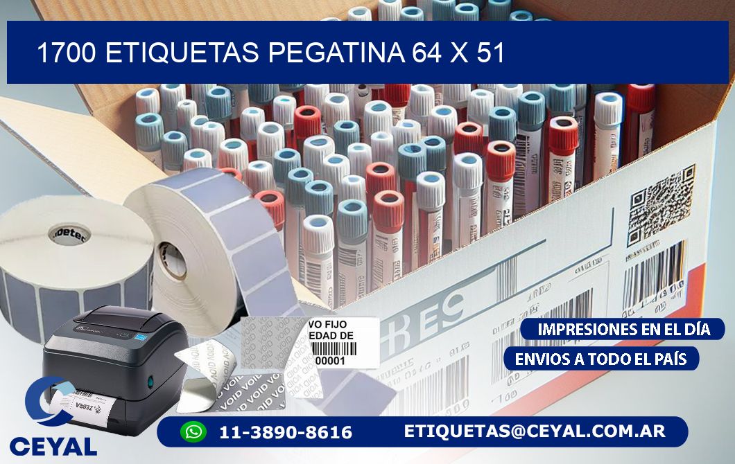 1700 ETIQUETAS PEGATINA 64 x 51