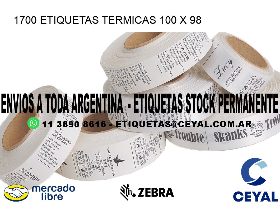 1700 ETIQUETAS TERMICAS 100 x 98