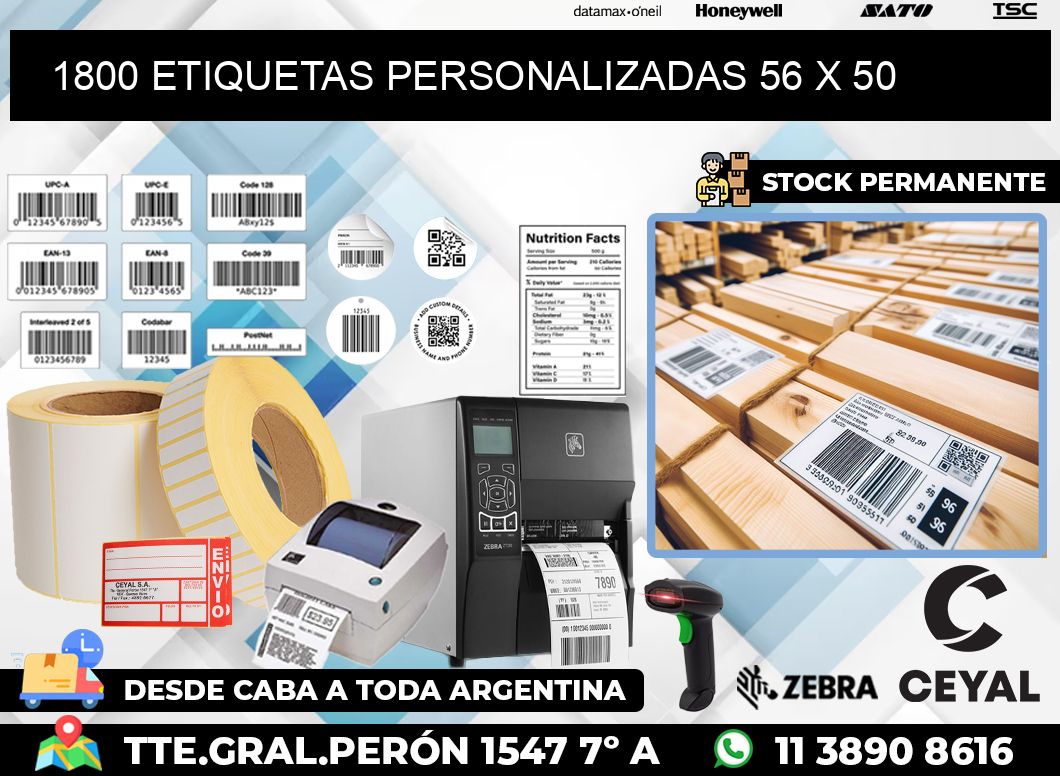 1800 ETIQUETAS PERSONALIZADAS 56 x 50