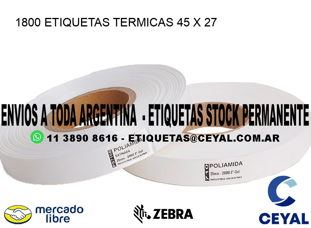 1800 ETIQUETAS TERMICAS 45 x 27