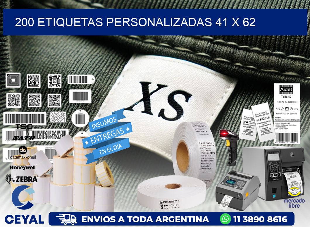 200 ETIQUETAS PERSONALIZADAS 41 x 62