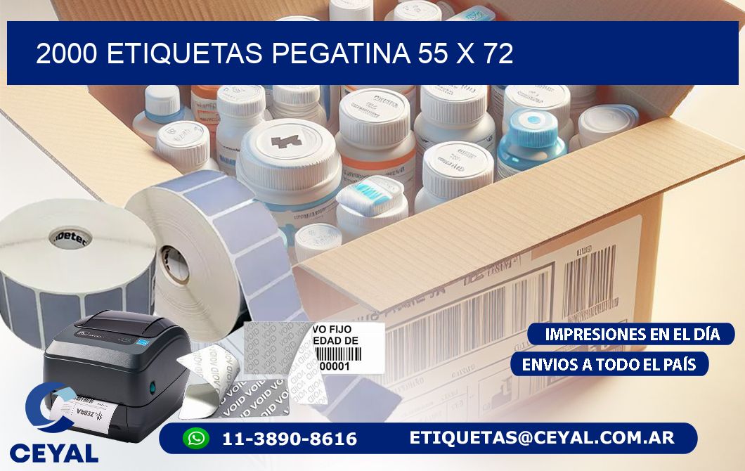 2000 ETIQUETAS PEGATINA 55 x 72