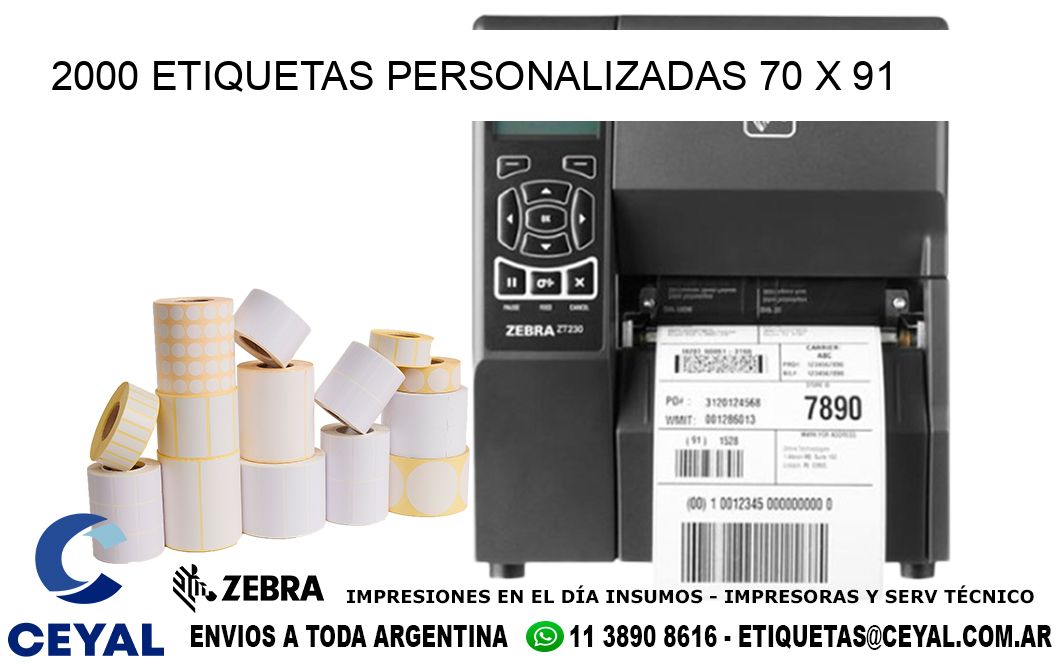 2000 ETIQUETAS PERSONALIZADAS 70 x 91