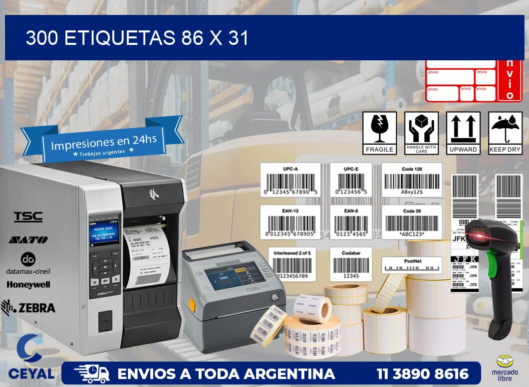 300 ETIQUETAS 86 x 31