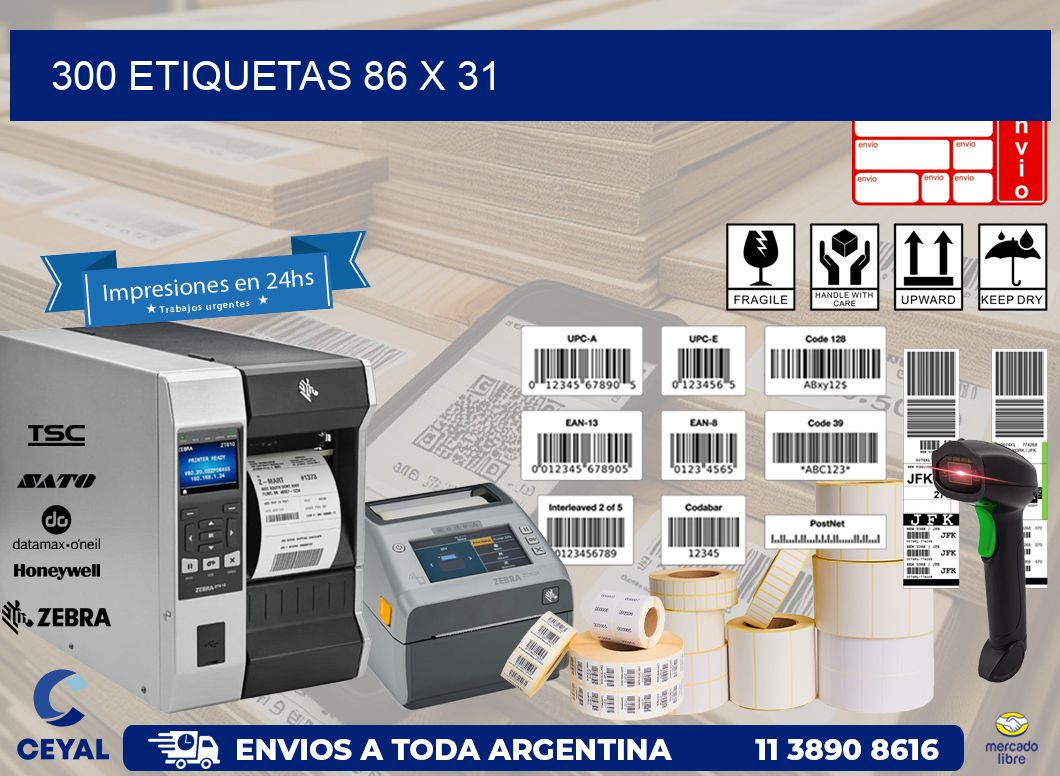 300 ETIQUETAS 86 x 31