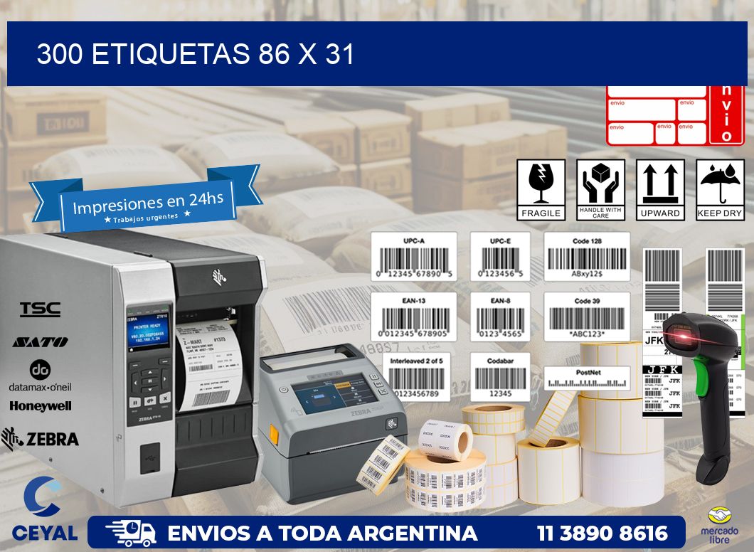 300 ETIQUETAS 86 x 31