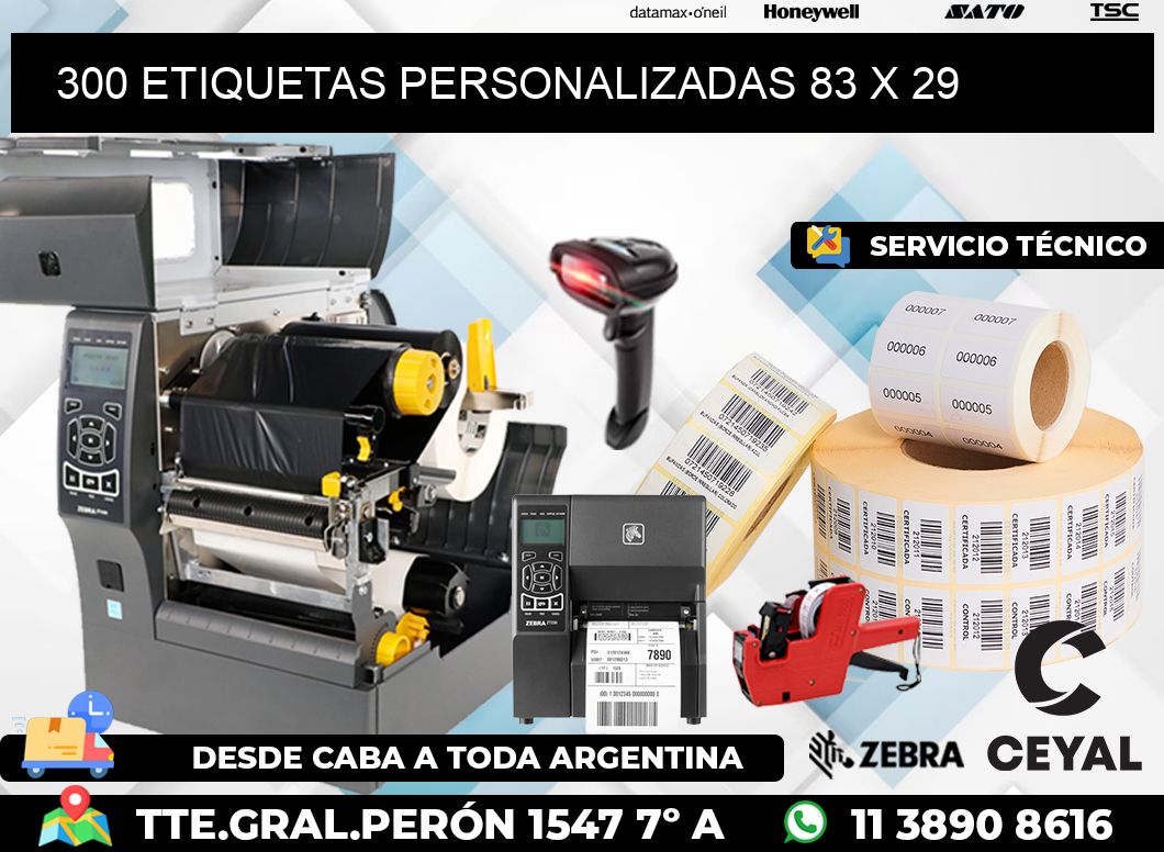 300 ETIQUETAS PERSONALIZADAS 83 x 29