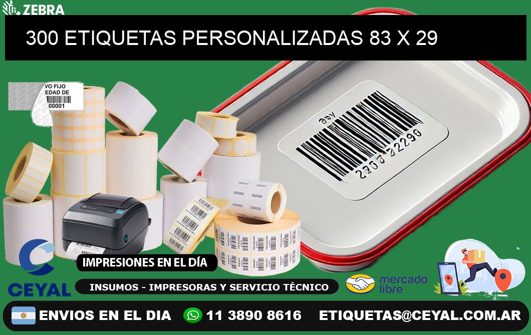 300 ETIQUETAS PERSONALIZADAS 83 x 29