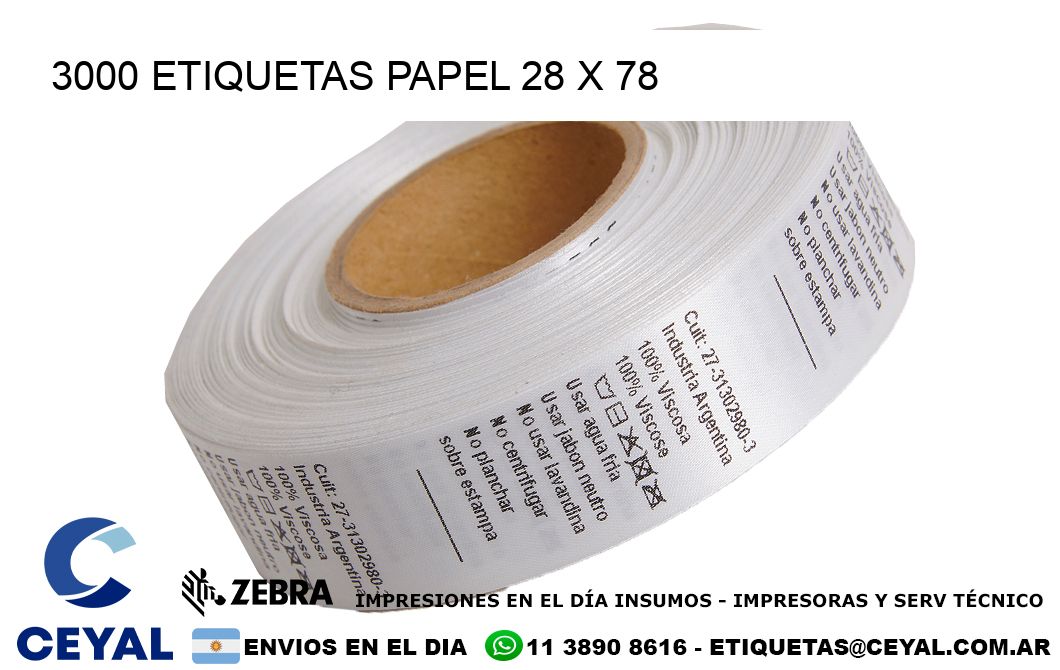 3000 ETIQUETAS PAPEL 28 x 78