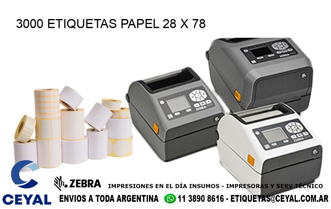 3000 ETIQUETAS PAPEL 28 x 78