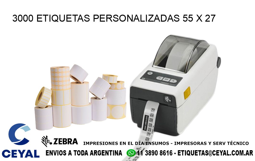 3000 ETIQUETAS PERSONALIZADAS 55 x 27