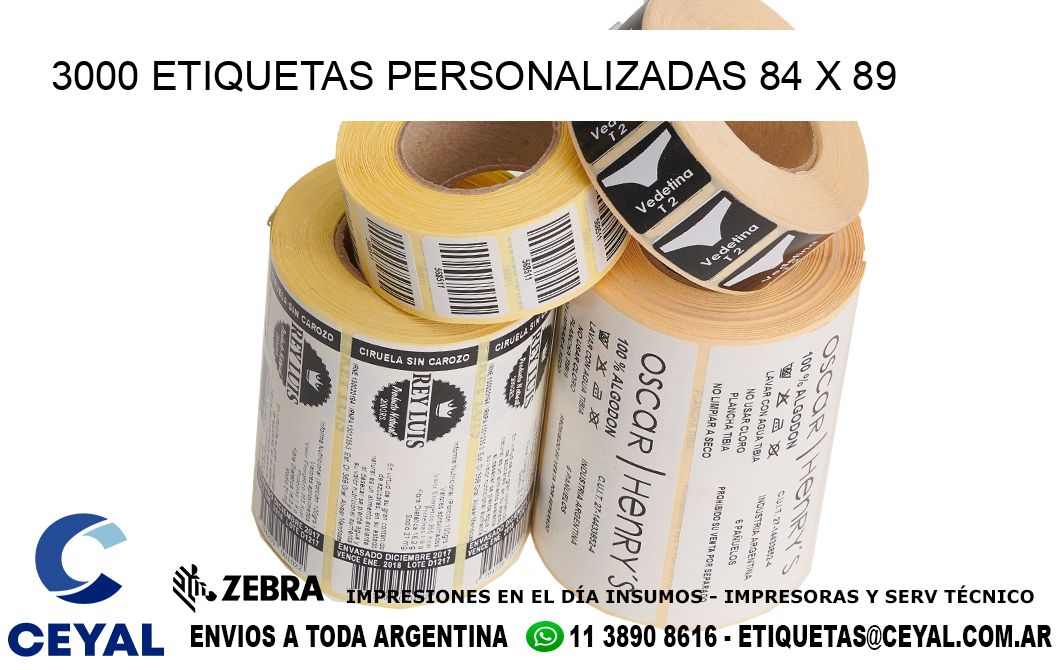 3000 ETIQUETAS PERSONALIZADAS 84 x 89