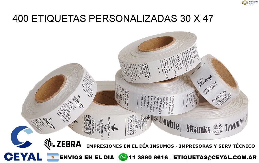 400 ETIQUETAS PERSONALIZADAS 30 x 47