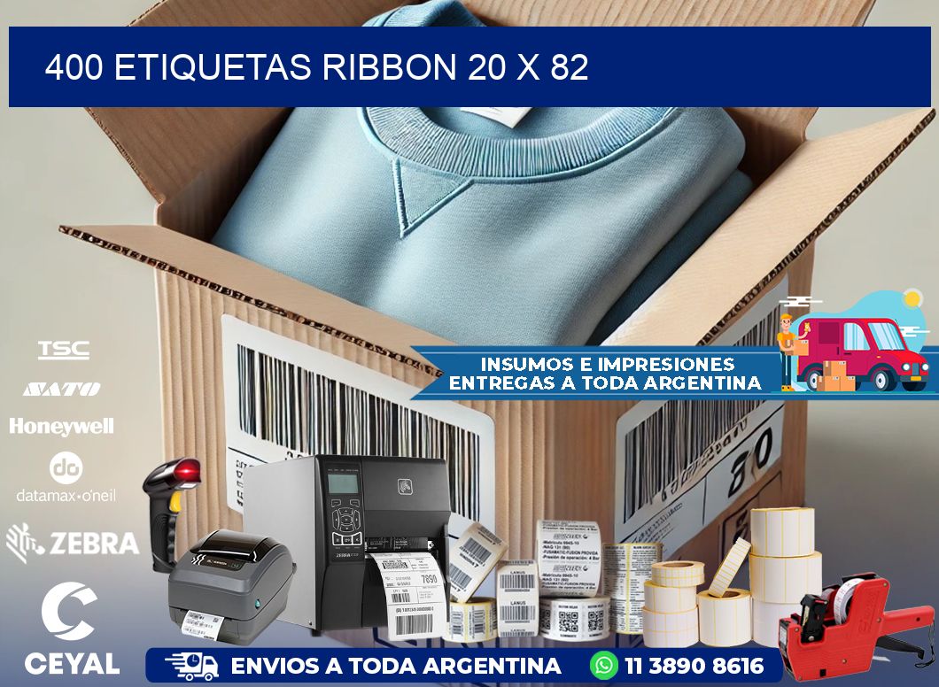 400 ETIQUETAS RIBBON 20 x 82