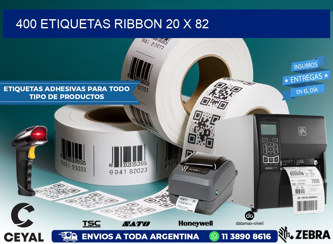 400 ETIQUETAS RIBBON 20 x 82