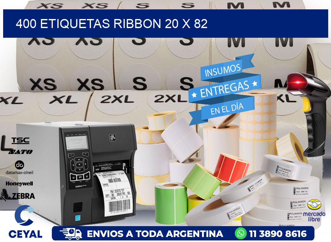 400 ETIQUETAS RIBBON 20 x 82